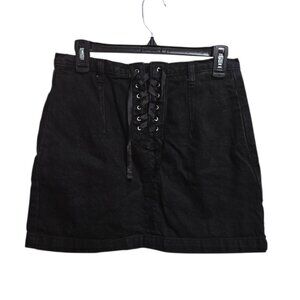 Topshop Moto Black Denim Lace-Up Mini Skirt Size 12 – High Waist, Y2K, Grunge